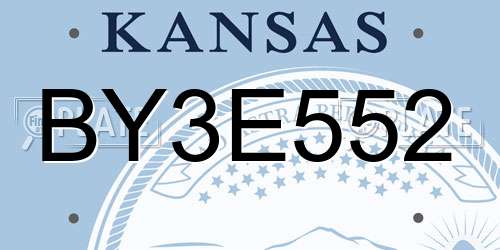 BY3E552 Kansas License Plate