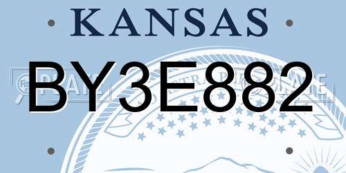 BY3E882 Kansas License Plate