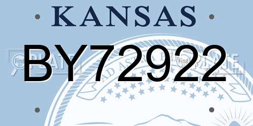 BY72922 Kansas License Plate