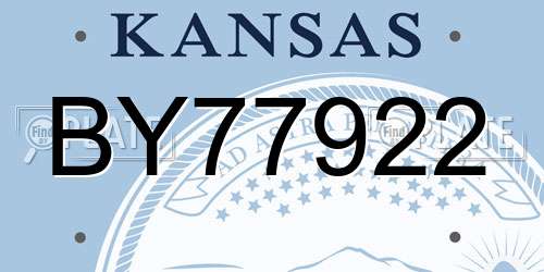 BY77922 Kansas License Plate