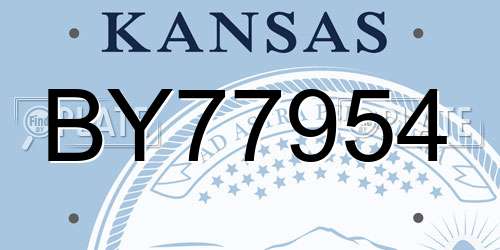 BY77954 Kansas License Plate