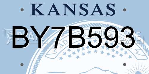 BY7B593 Kansas License Plate