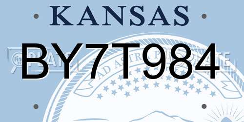 BY7T984 Kansas License Plate