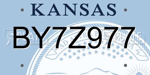 BY7Z977 Kansas License Plate