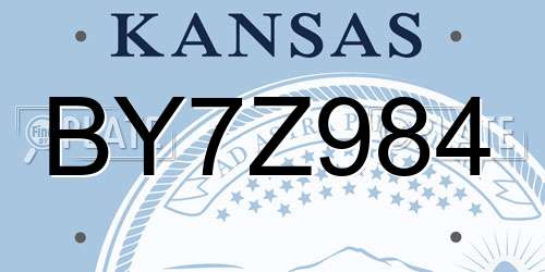BY7Z984 Kansas License Plate