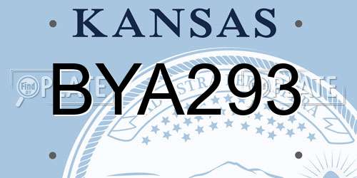BYA293 Kansas License Plate