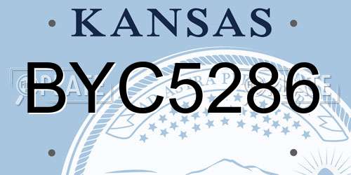 BYC5286 Kansas License Plate