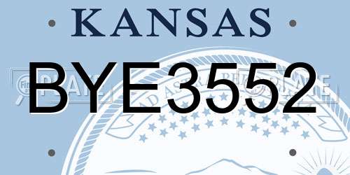 BYE3552 Kansas License Plate