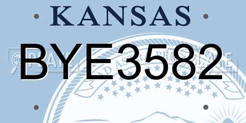 BYE3582 Kansas License Plate