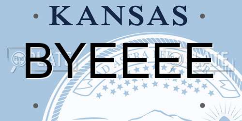 BYEEEE Kansas License Plate