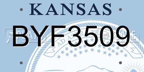 BYF3509 Kansas License Plate