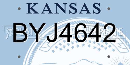 BYJ4642 Kansas License Plate