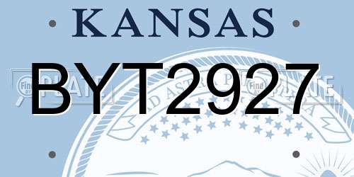 BYT2927 Kansas License Plate