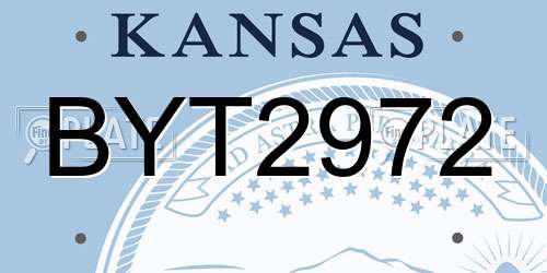BYT2972 Kansas License Plate