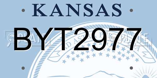 BYT2977 Kansas License Plate