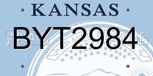BYT2984 Kansas License Plate