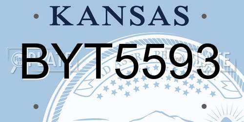 BYT5593 Kansas License Plate