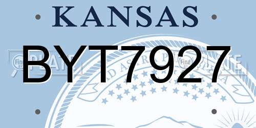 BYT7927 Kansas License Plate