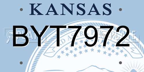 BYT7972 Kansas License Plate