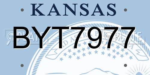 BYT7977 Kansas License Plate