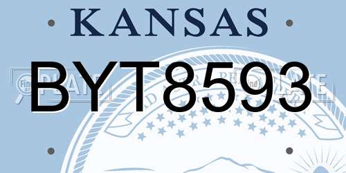 BYT8593 Kansas License Plate