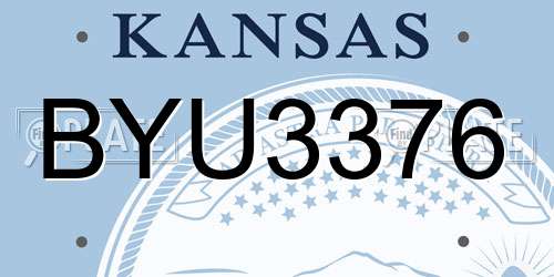 BYU3376 Kansas License Plate