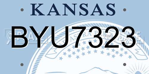 BYU7323 Kansas License Plate