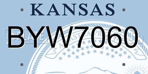 BYW7060 Kansas License Plate