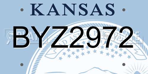 BYZ2972 Kansas License Plate