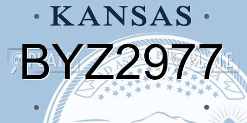 BYZ2977 Kansas License Plate