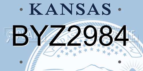 BYZ2984 Kansas License Plate