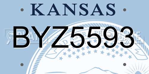 BYZ5593 Kansas License Plate