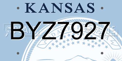 BYZ7927 Kansas License Plate