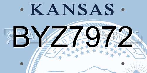 BYZ7972 Kansas License Plate