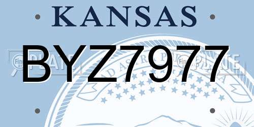 BYZ7977 Kansas License Plate