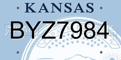 BYZ7984 Kansas License Plate