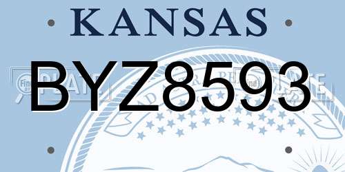BYZ8593 Kansas License Plate