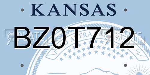 BZ0T712 Kansas License Plate