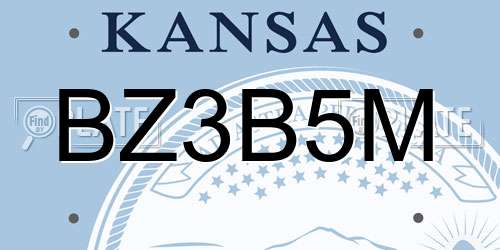 BZ3B5M Kansas License Plate