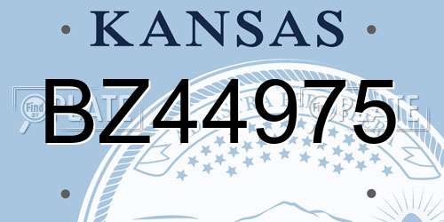 BZ44975 Kansas License Plate
