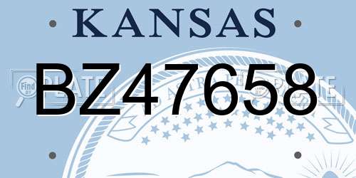 BZ47658 Kansas License Plate