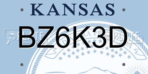 BZ6K3D Kansas License Plate
