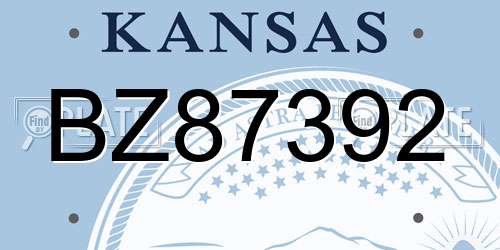 BZ87392 Kansas License Plate