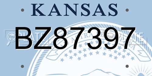 BZ87397 Kansas License Plate