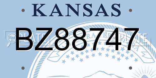 BZ88747 Kansas License Plate