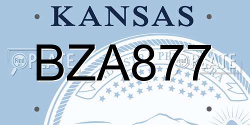 BZA877 Kansas License Plate