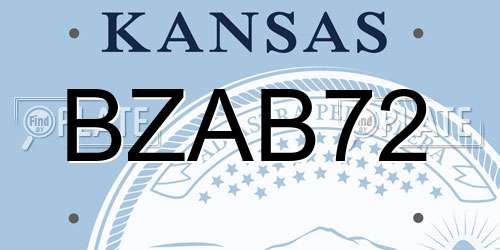BZAB72 Kansas License Plate