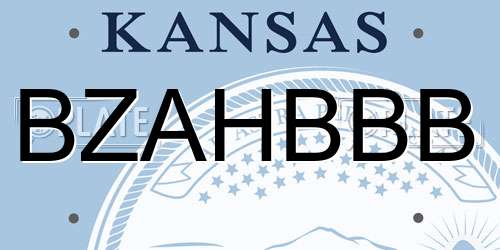 BZAHBBB Kansas License Plate