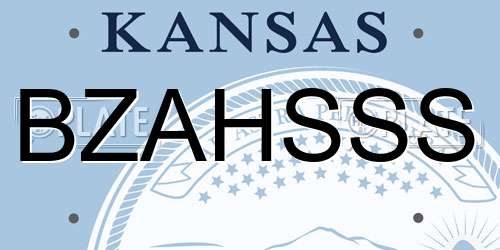 BZAHSSS Kansas License Plate
