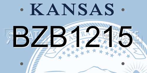 BZB1215 Kansas License Plate